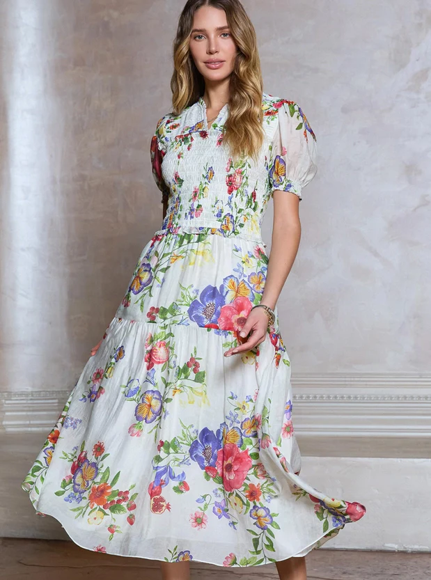 Botanical Garden Smocked  Dress - Image 3