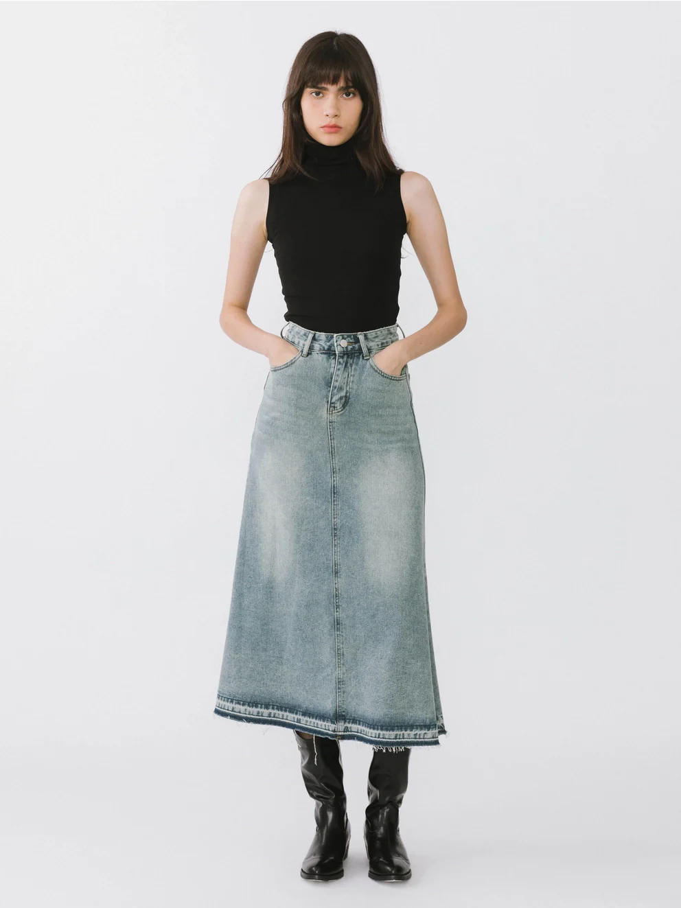 Serene Denim Maxi Skirt - Image 2