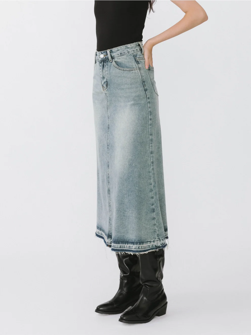Serene Denim Maxi Skirt - Image 8