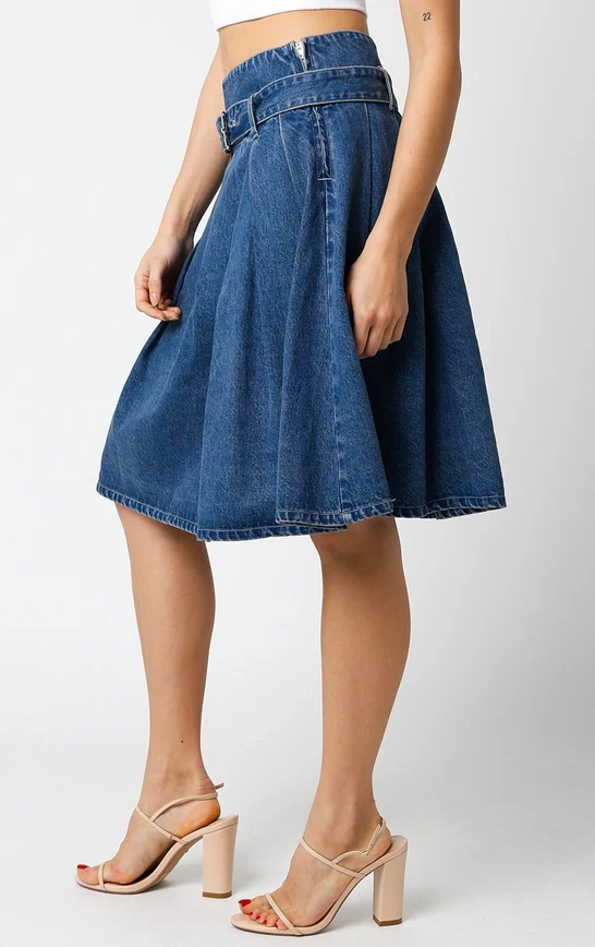 Dalya Denim Pleat Skirt - Image 3