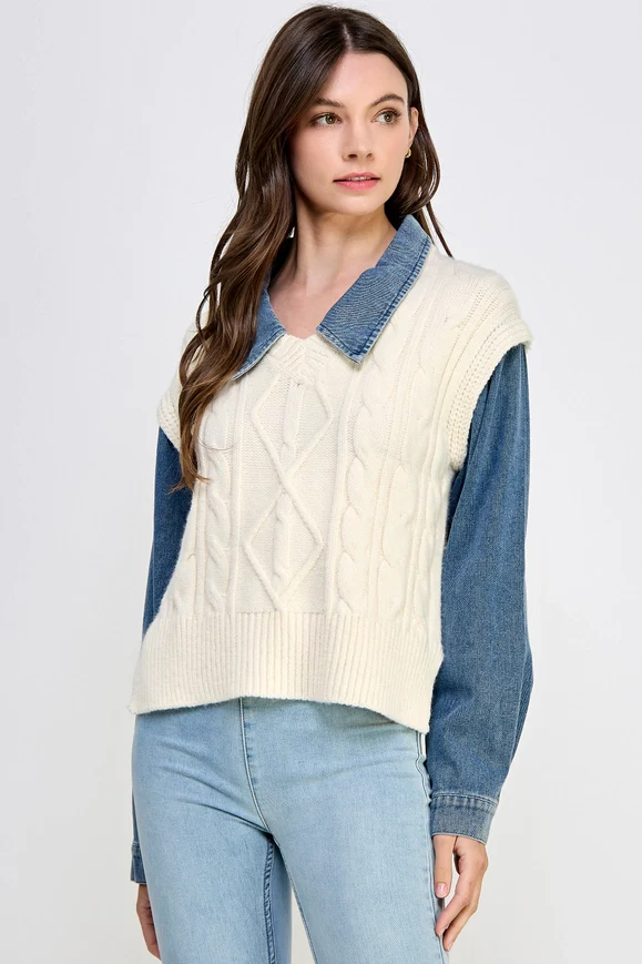 Lana Denim Sweater Top