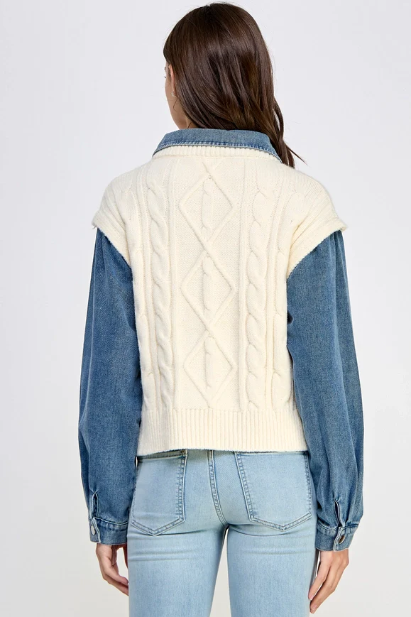 Lana Denim Sweater Top - Image 2
