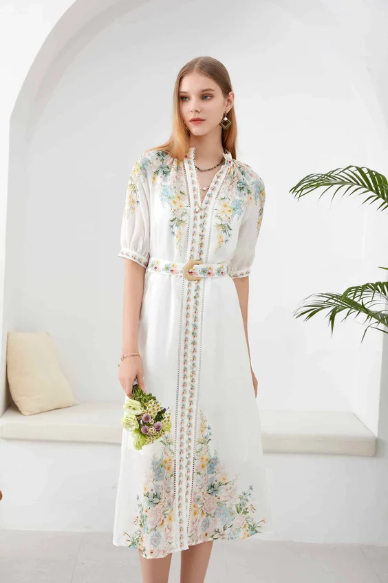 Royalty Floral Linen Dress - Image 5