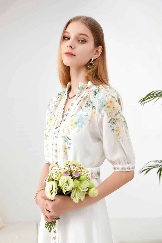 Royalty Floral Linen Dress - Image 6