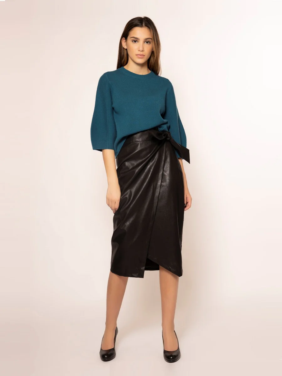 Grace Leather Wrap Skirt - Image 6