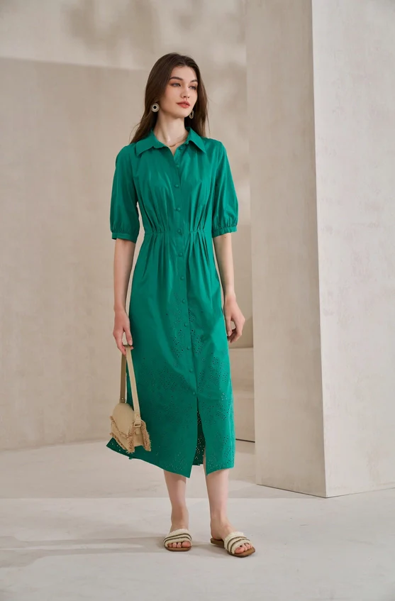 Green Envy Eyelet Dress