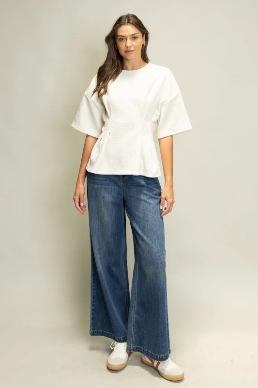 Jacquard Peplum Blouse - Image 3