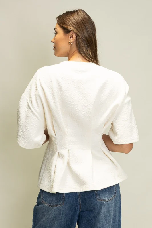 Jacquard Peplum Blouse - Image 4