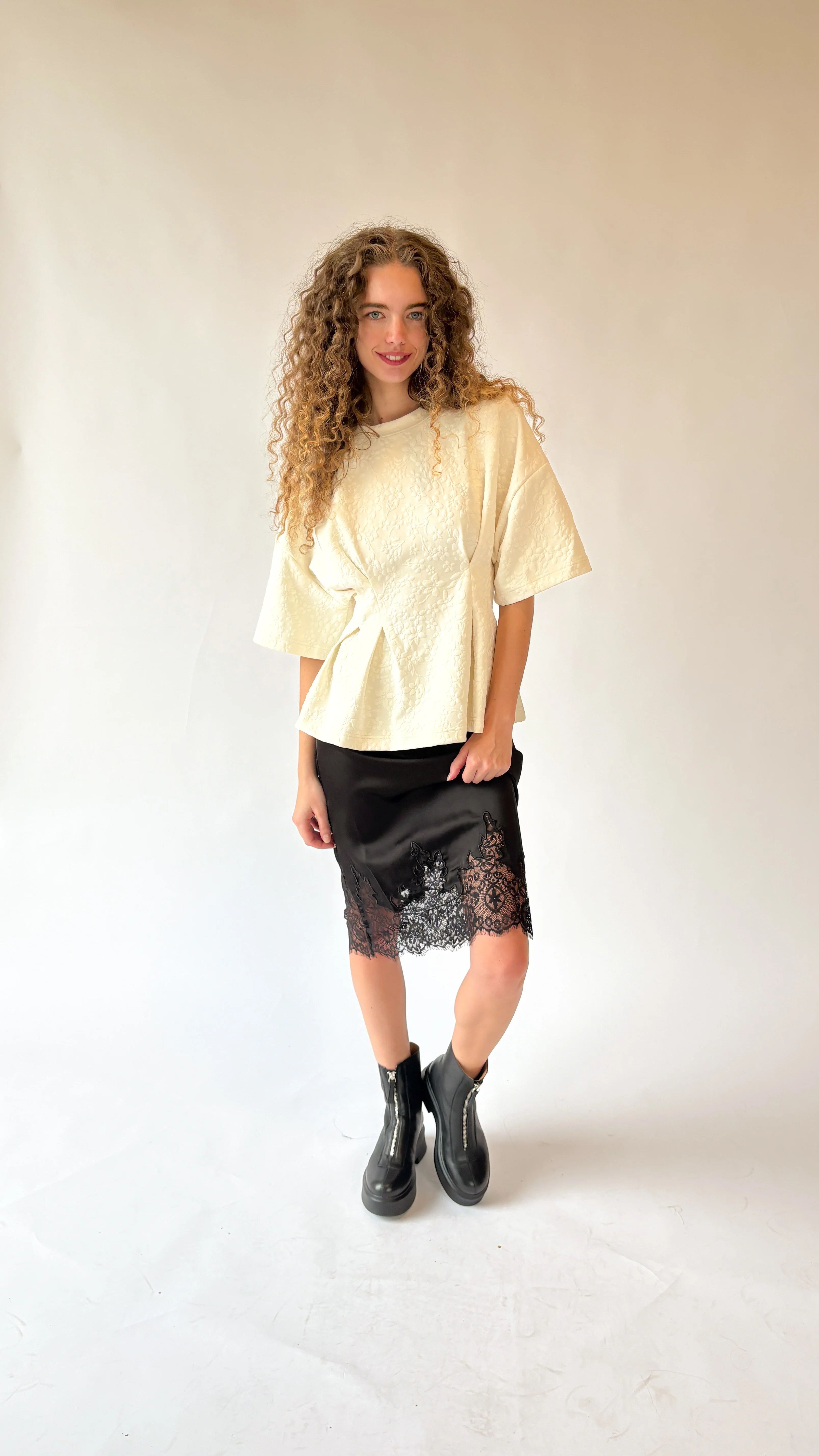 Jacquard Peplum Blouse - Image 6