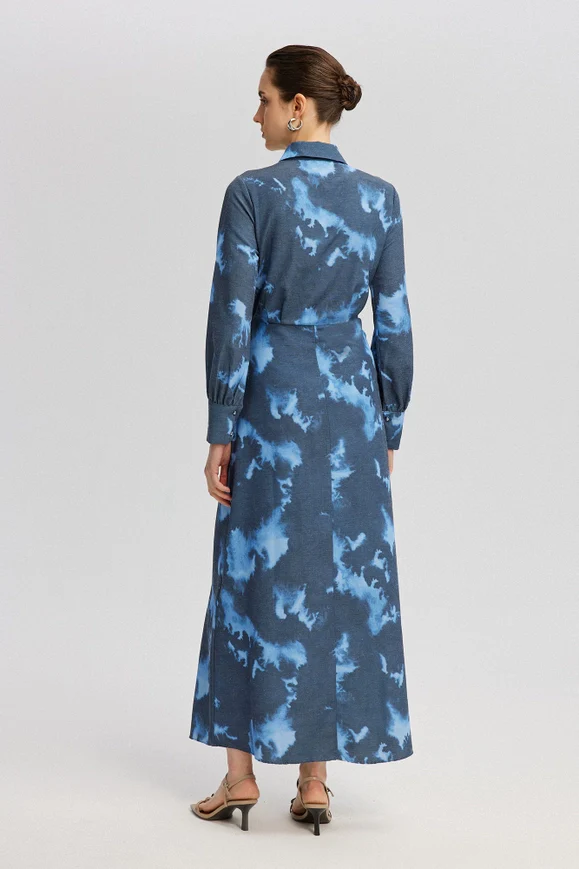 Tie Dye Linen Wrap Dress - Image 4