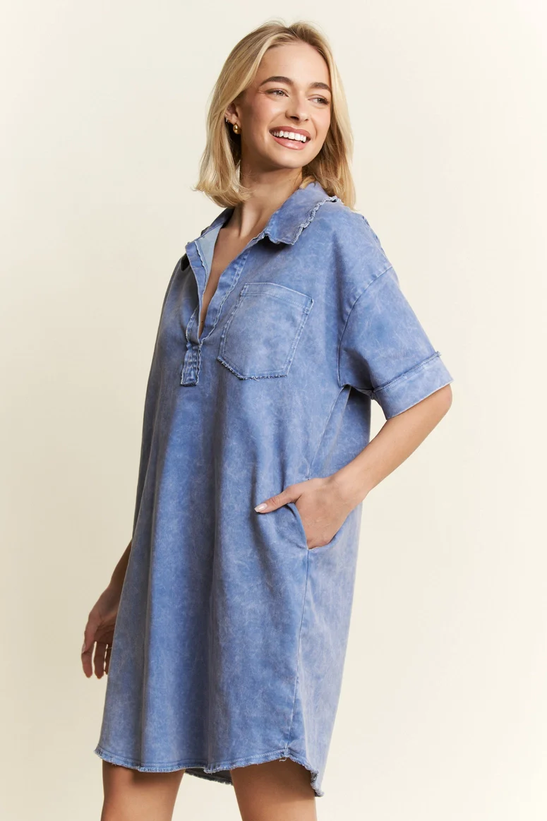 Mineral Wash Denim Dress - Image 2