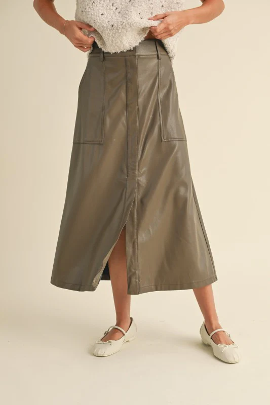 Marcy Midi Leather Skirt