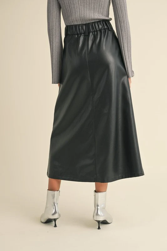 Marcy Midi Leather Skirt - Image 6