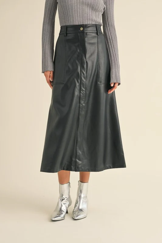 Marcy Midi Leather Skirt - Image 7
