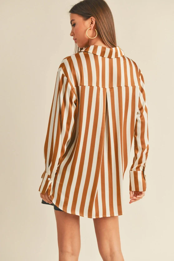 Toffee Striped Blouse - Image 4