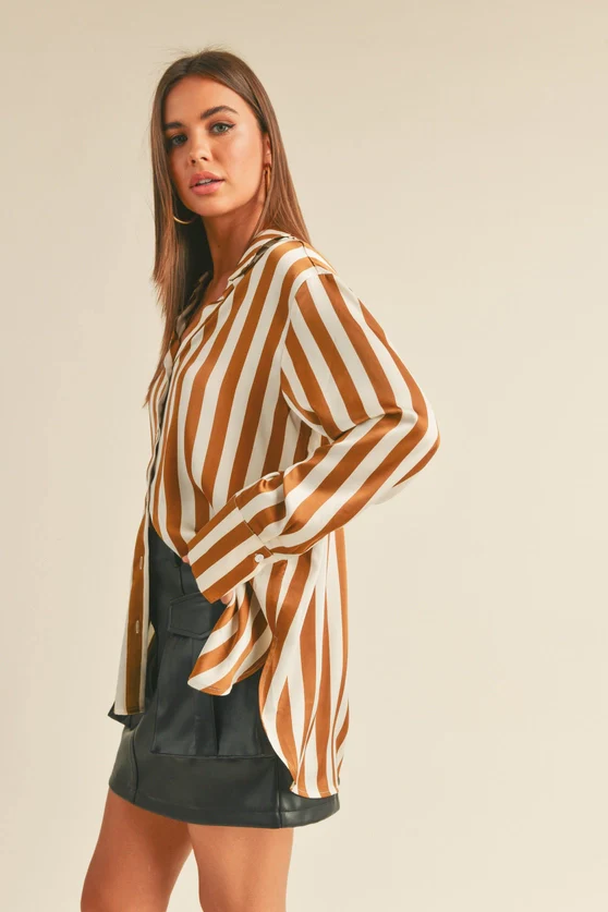 Toffee Striped Blouse - Image 5