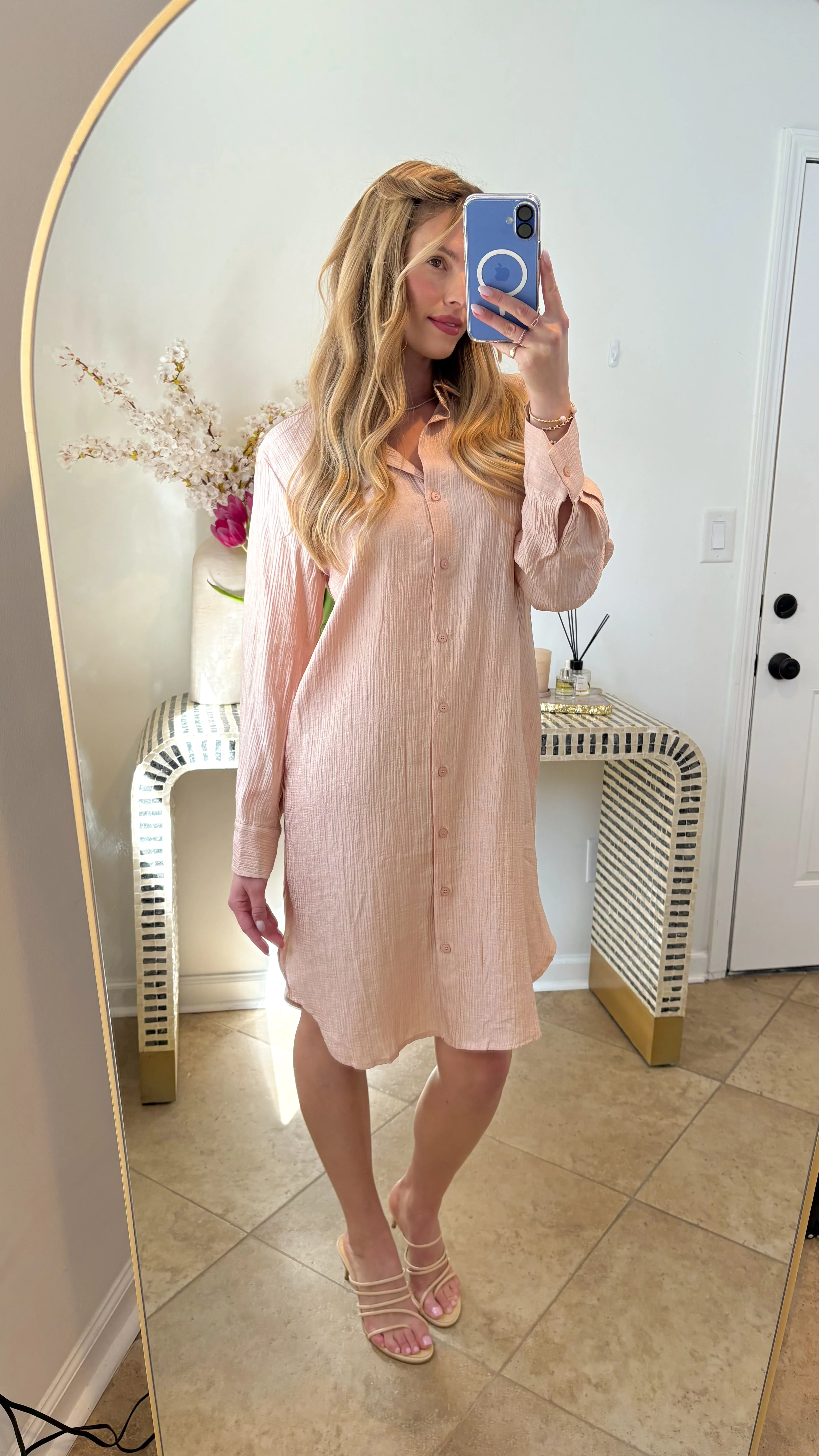 Crinkle Shirt Dress