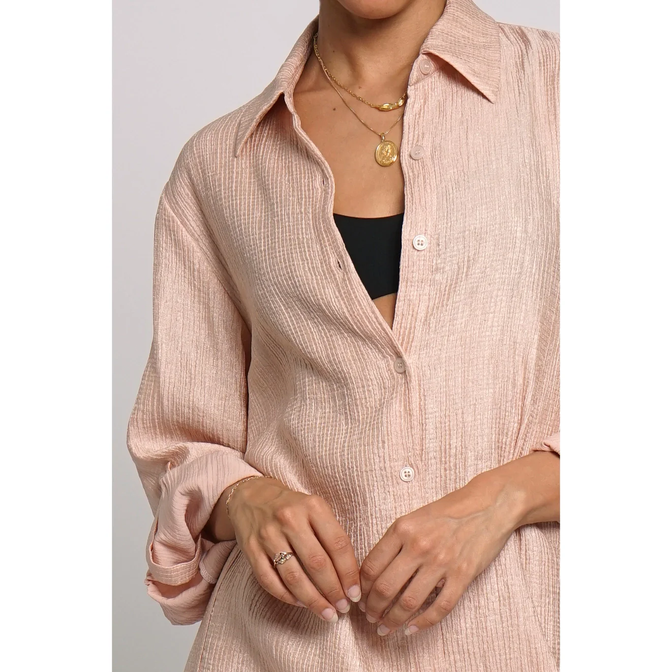 Crinkle Shirt Dress - Image 3