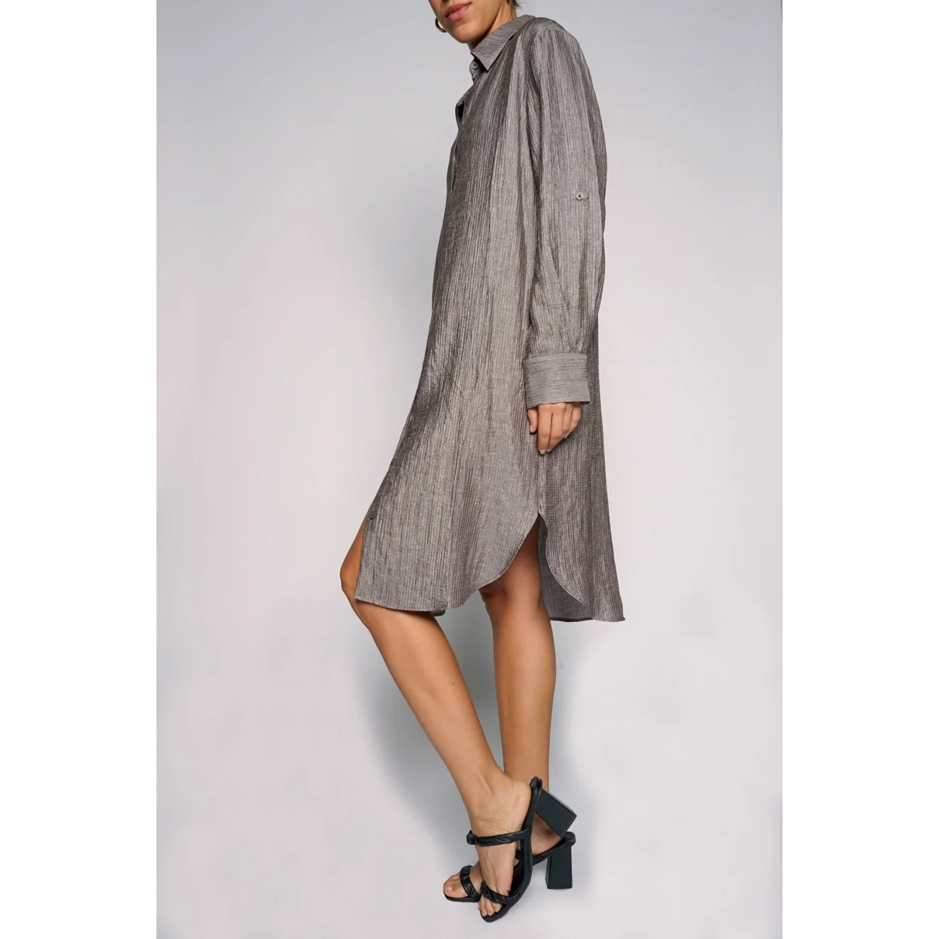 Crinkle Shirt Dress - Image 4