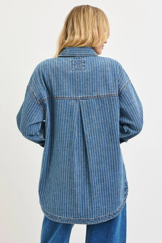 Indigo Stripe Denim Shacket - Image 5