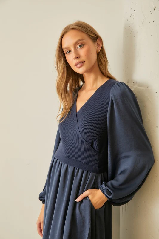 Sweater Wrap Top Dress - Image 3